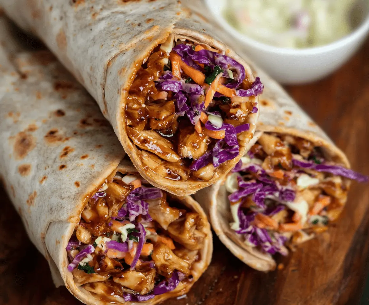 BBQ Chicken Coleslaw Wraps