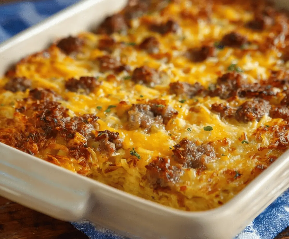 Easy Breakfast Casserole with Sausage and Hash Browns