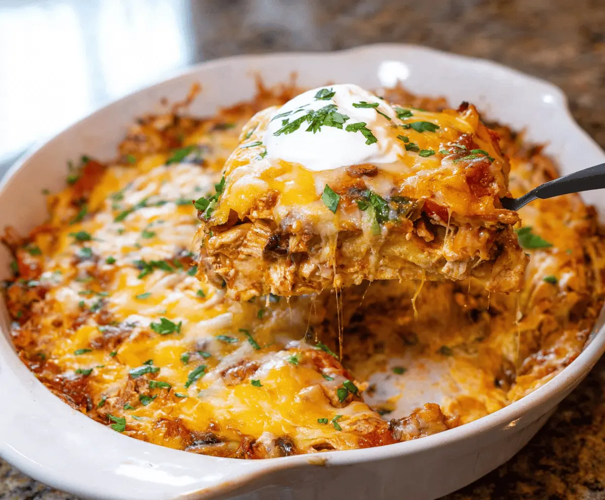 Easy Chicken Burrito Casserole Recipe – Cheesy & Delicious!