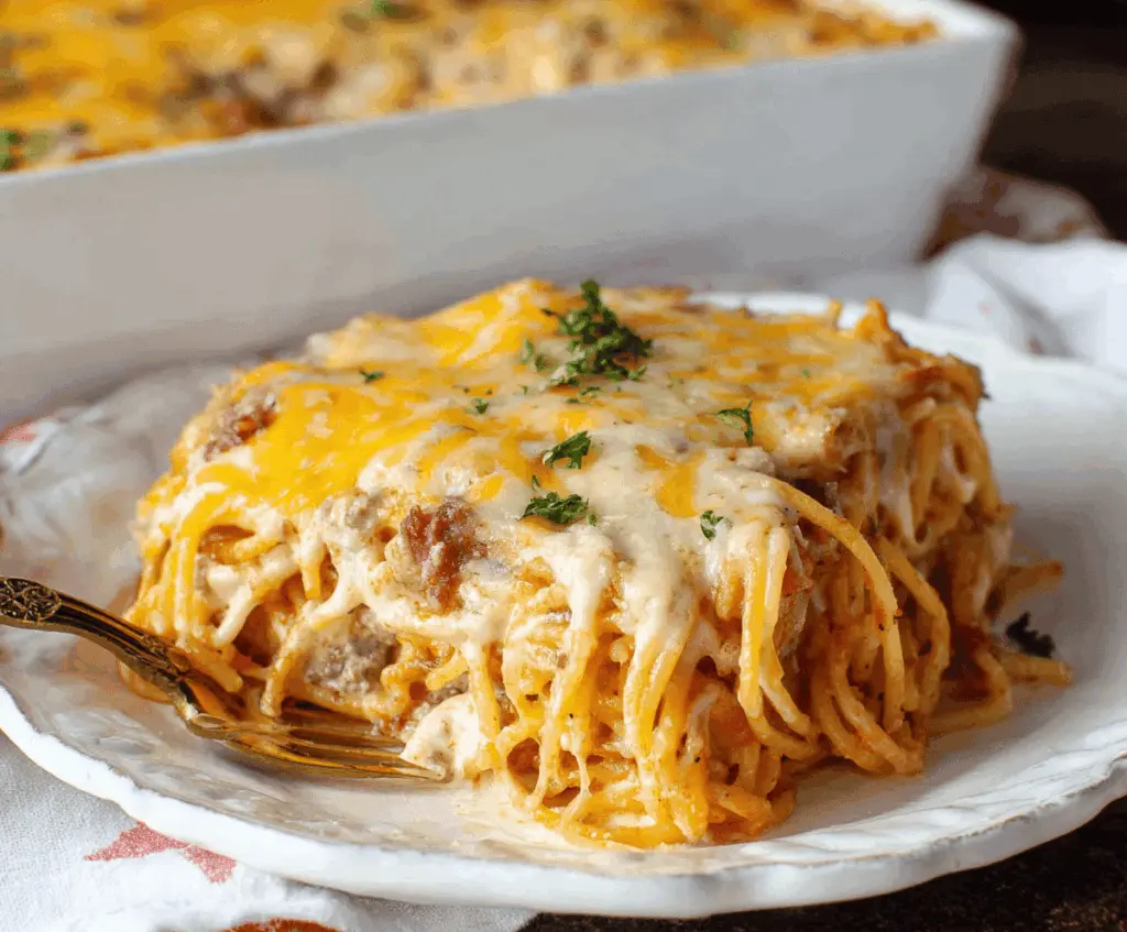 Creamy Southern Spaghetti Bake