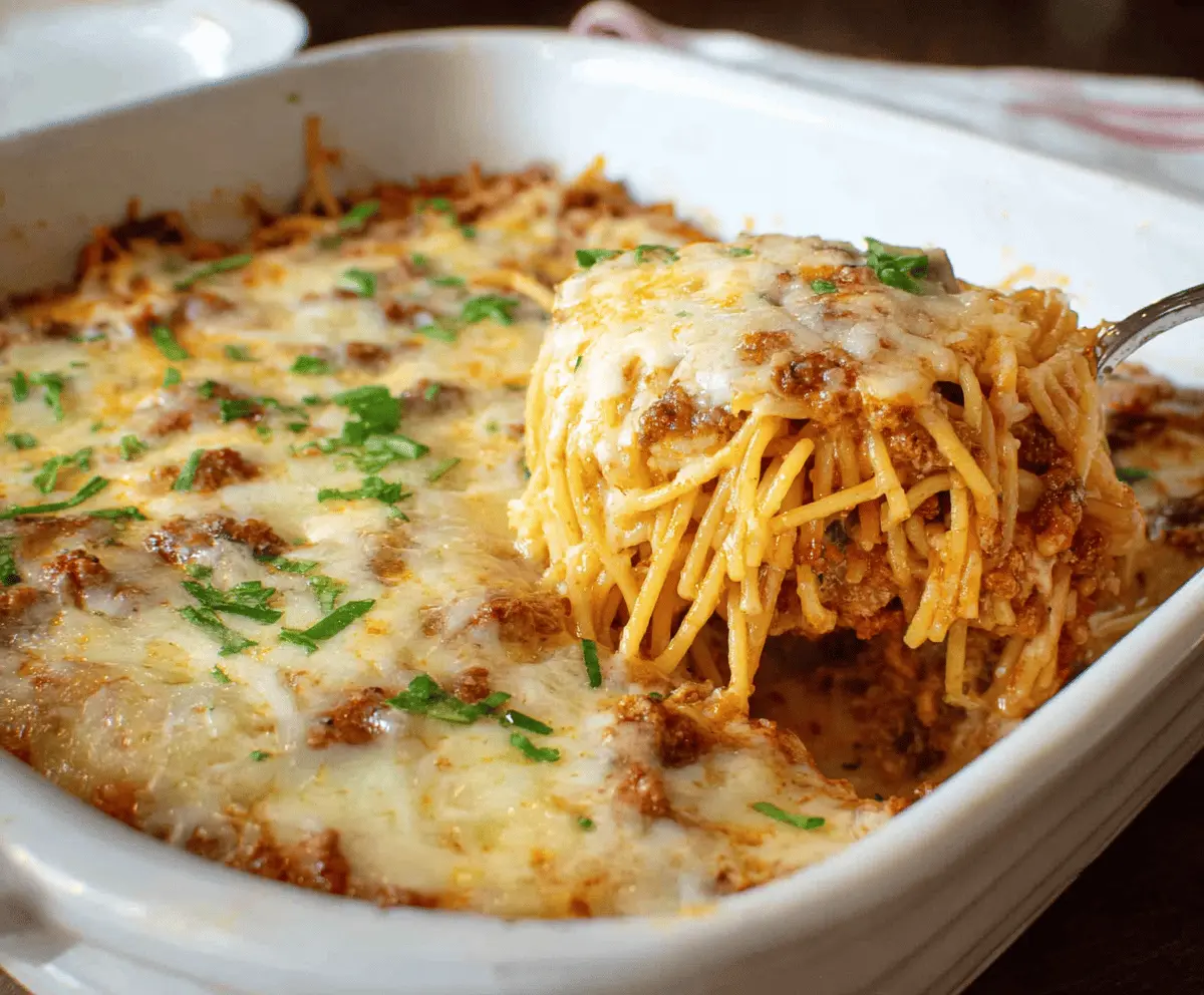 Creamy Southern Spaghetti Bake