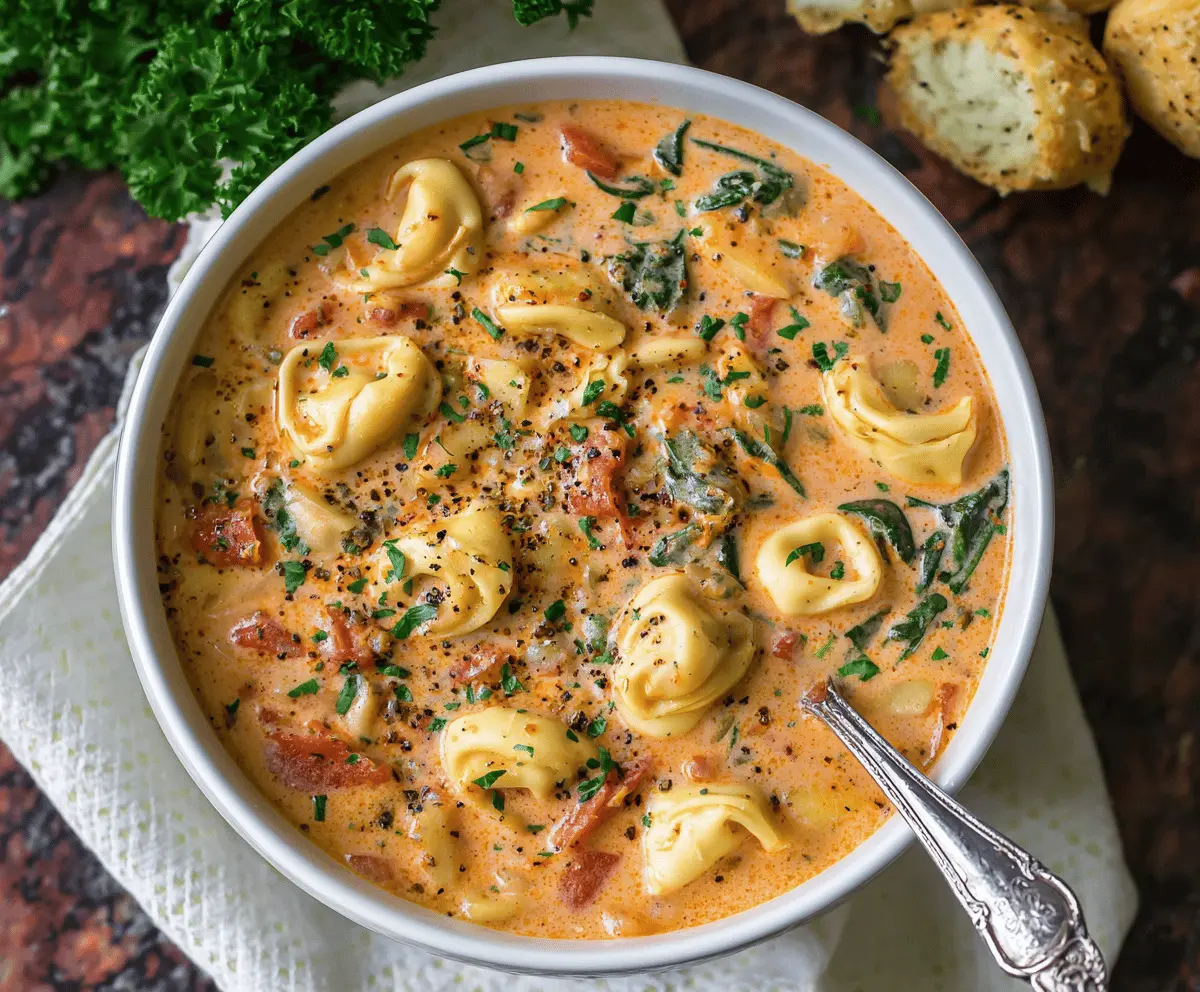 Creamy Tuscan Garlic Tortellini Soup