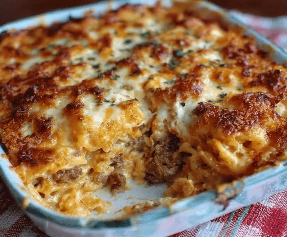 Delicious Dolly Parton's 5-Ingredient Casserole, a quick and easy dinner recipe ready in 30 minutes, featuring savory ingredients and a comforting baked dish.
