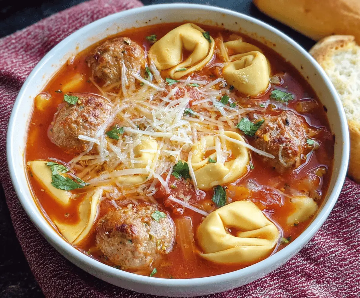 Hearty Meatball Soup with Cheesy Tortellini Recipe