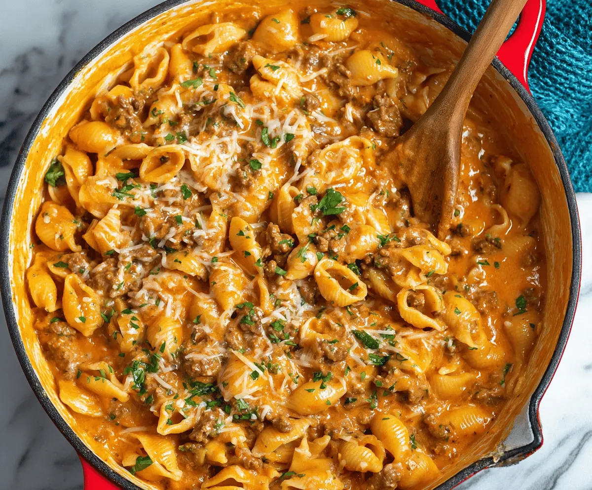 One-Pot Creamy Beef and Shell Pasta Recipe