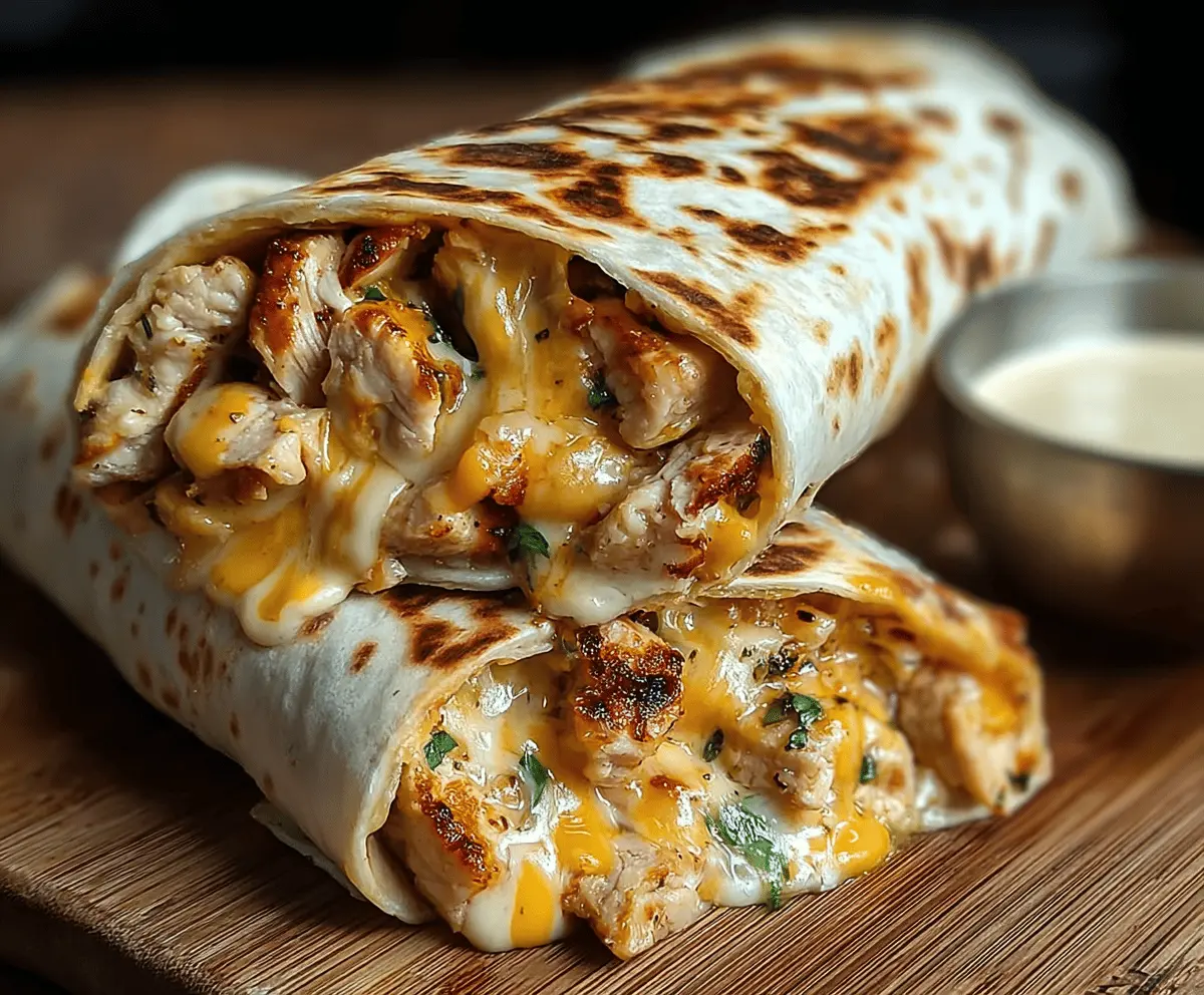 Ooey-Gooey Cheesy Garlic Chicken Wraps