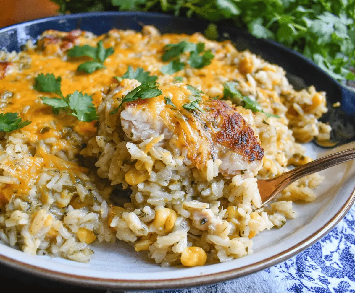 Salsa Verde Chicken and Rice Casserole
