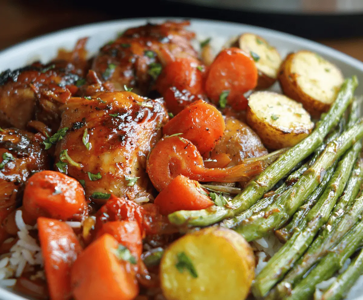 Easy Slow Cooker Honey Garlic Chicken with Veggies