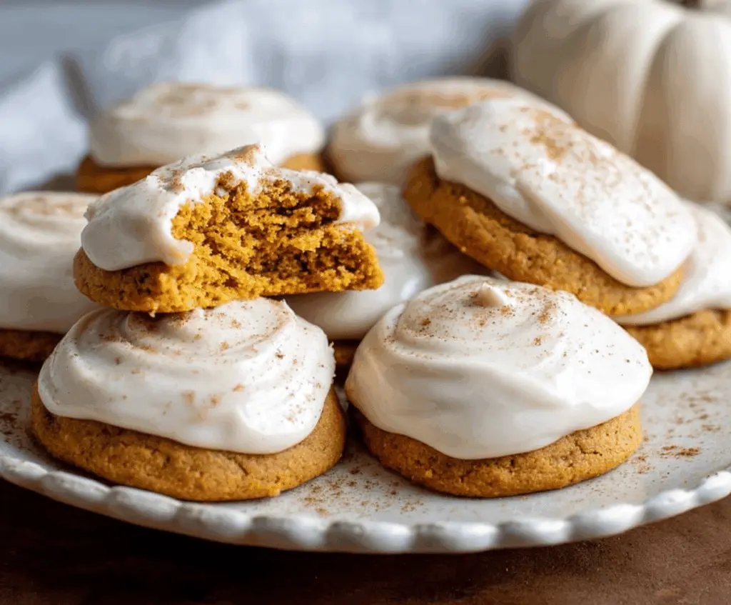 Soft Pumpkin Cookies with Cinnamon Frosting