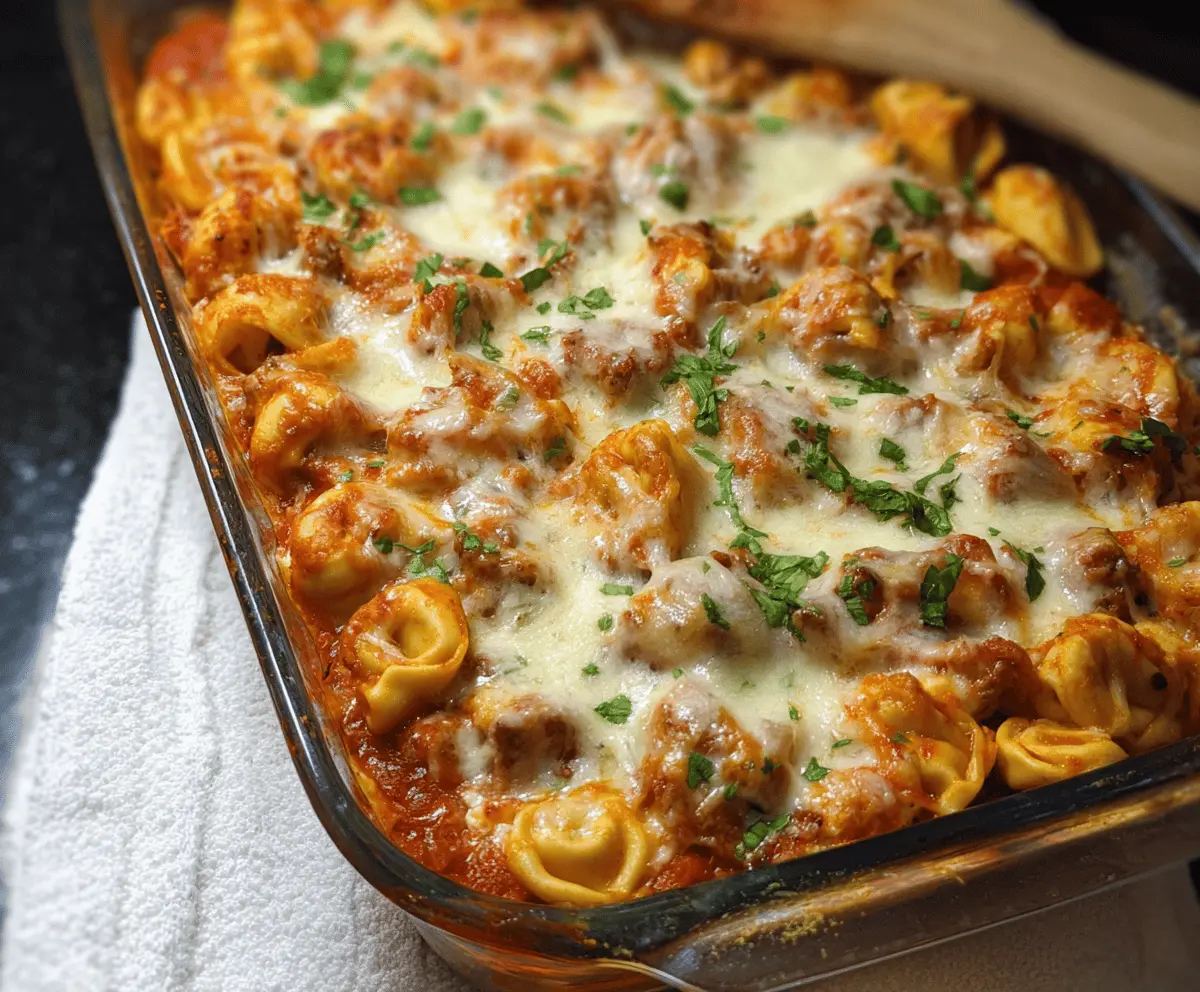 Easy Alfredo Tortellini Bake Recipe – Creamy, Cheesy, and Delicious