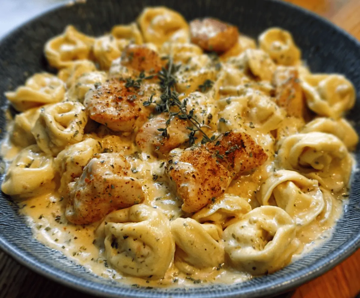 Cajun Garlic Chicken Tortellini in Creamy Three-Cheese Sauce