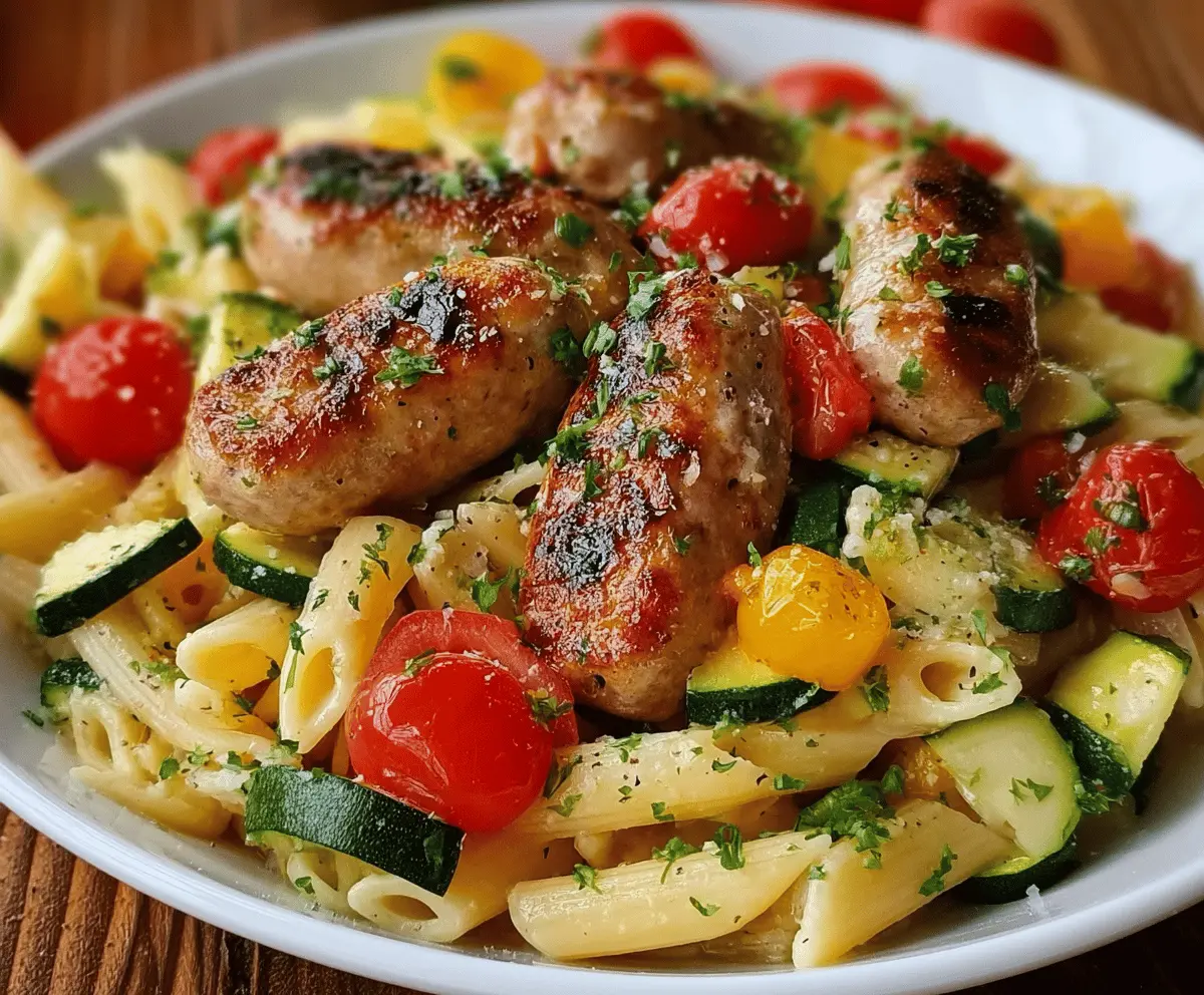 Easy Chicken Sausage Pasta with Zucchini & Tomatoes