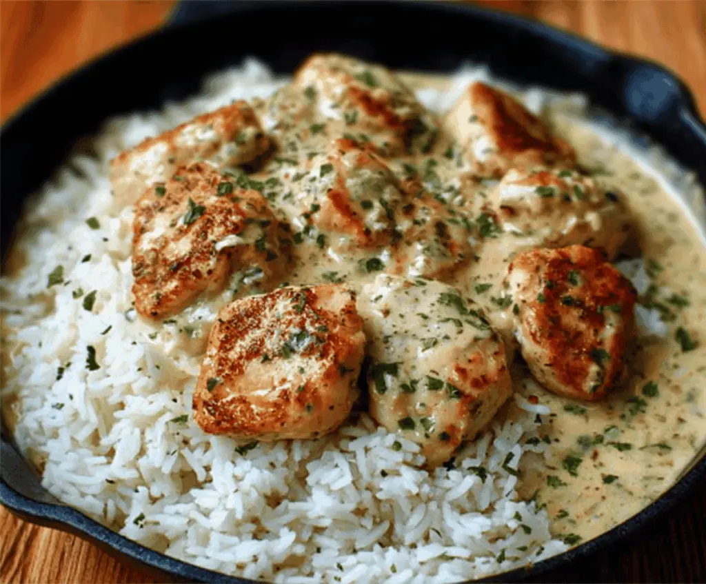 Creamy Herb Chicken & Basmati Rice – A Comforting, Flavor-Packed One-Pan Meal