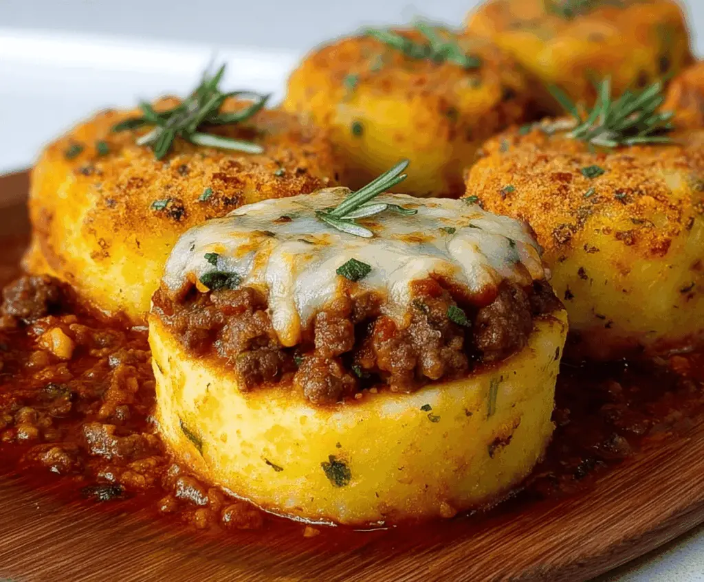 Crispy Mashed Potatoes Stuffed with Cheese & Beef