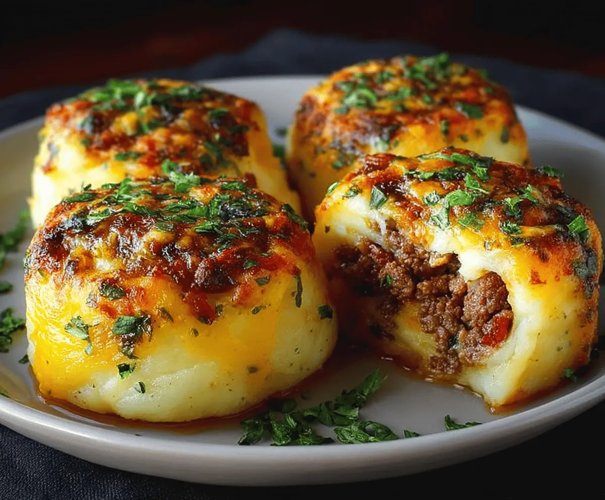 Cheesy Beef Stuffed Crispy Mashed Potatoes Recipe