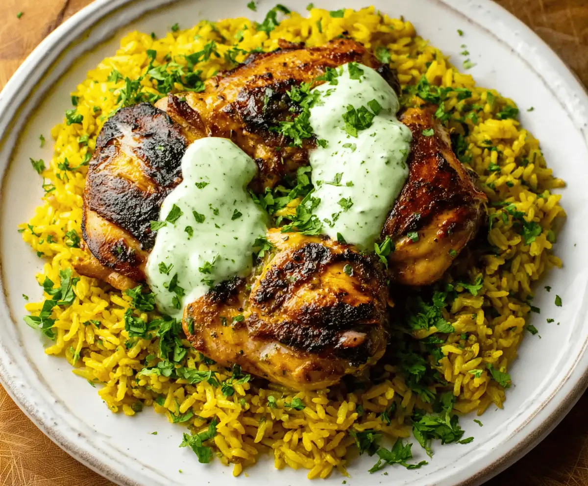 Easy Peruvian Chicken and Rice with Tangy Green Sauce Recipe