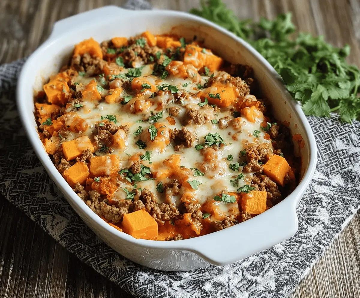 Healthy Ground Turkey and Sweet Potato Dinner Bake Recipe