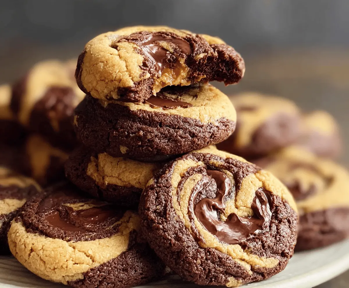Delicious Peanut Butter Brownie Swirl Cookies with rich chocolate and creamy peanut butter swirl, perfect for dessert or treat cravings.