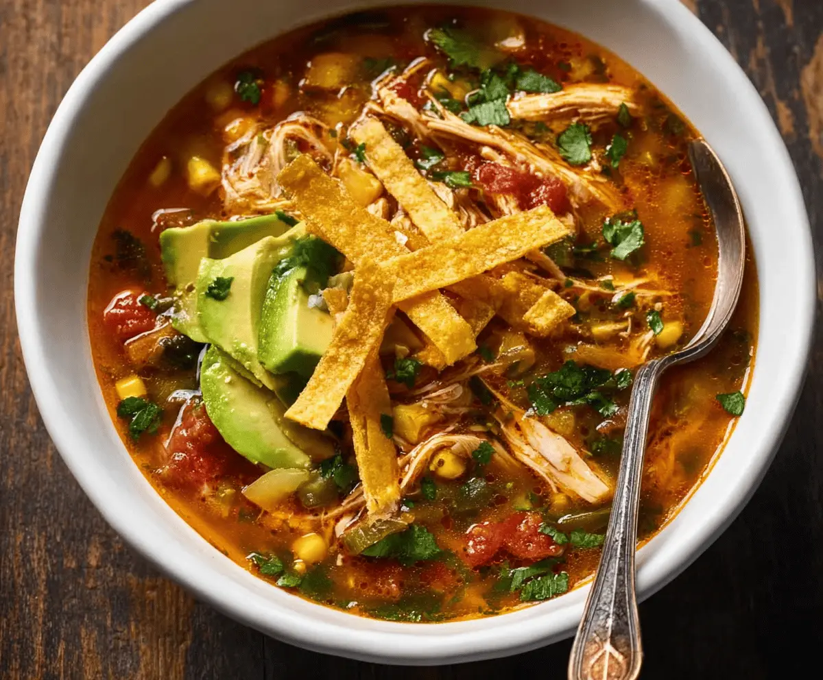 Easy Poblano Chicken Tortilla Soup Recipe