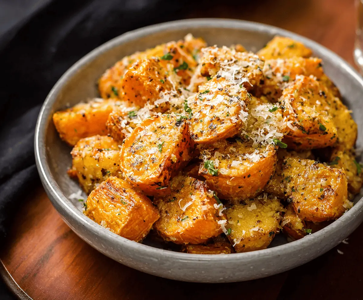 Garlic Parmesan Roasted Sweet Potatoes – Easy & Delicious