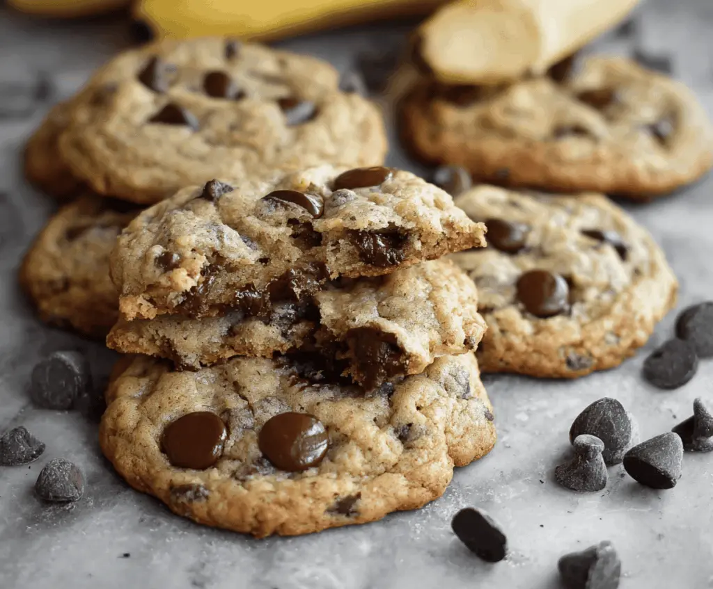 Soft and Chewy Banana Chocolate Chip Cookies