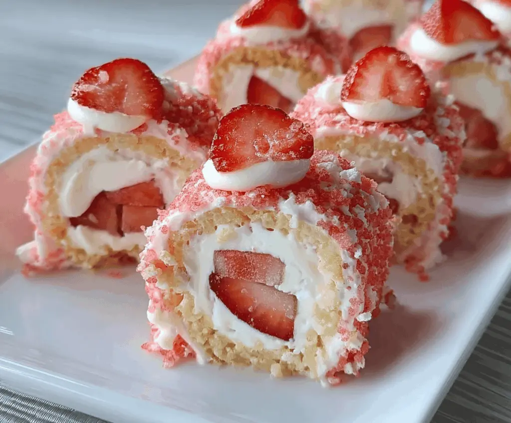 Strawberry Shortcake Sushi Rolls