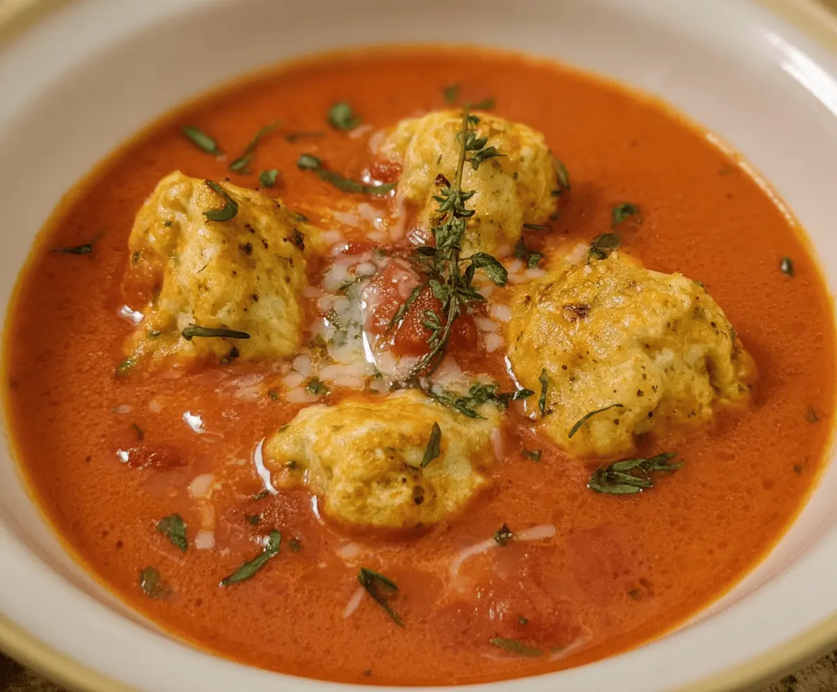 Creamy Tomato Soup with Cheesy Dumplings Recipe