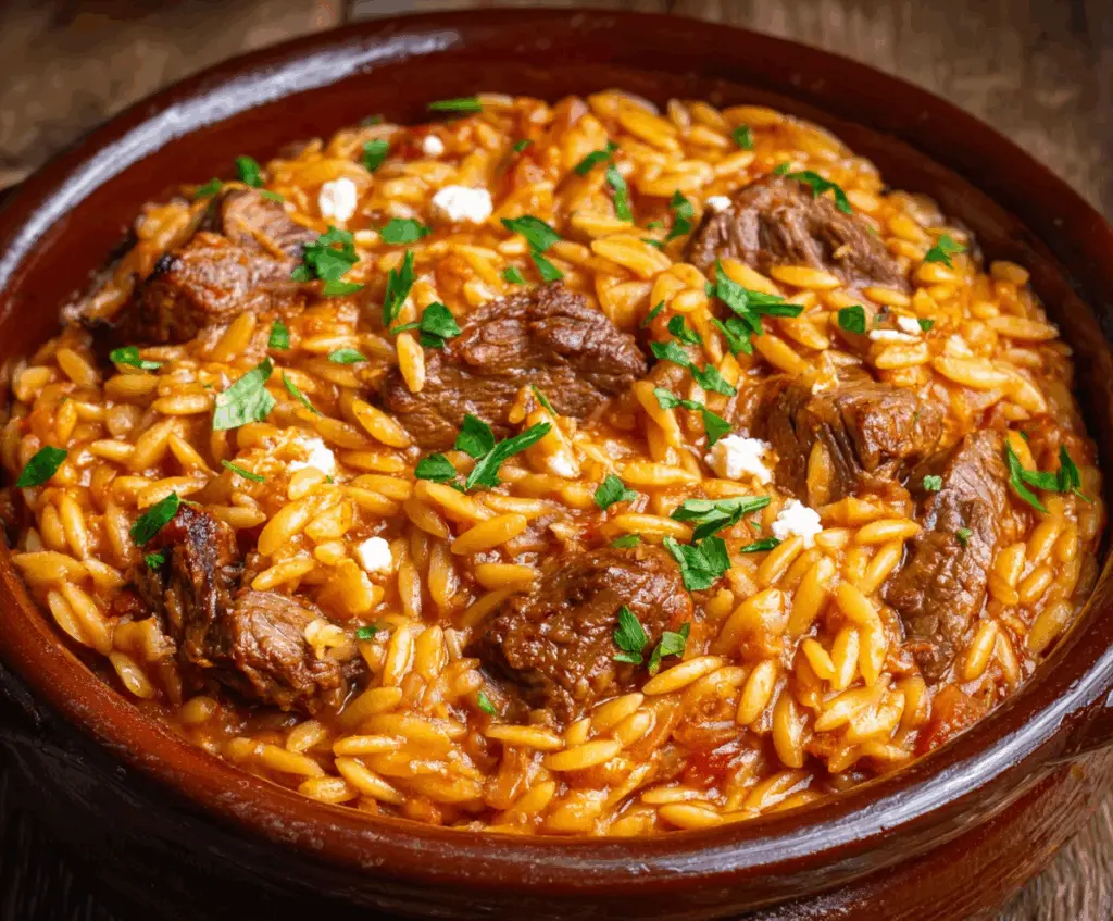 Beef Giouvetsi (Greek Beef Orzo Pasta)