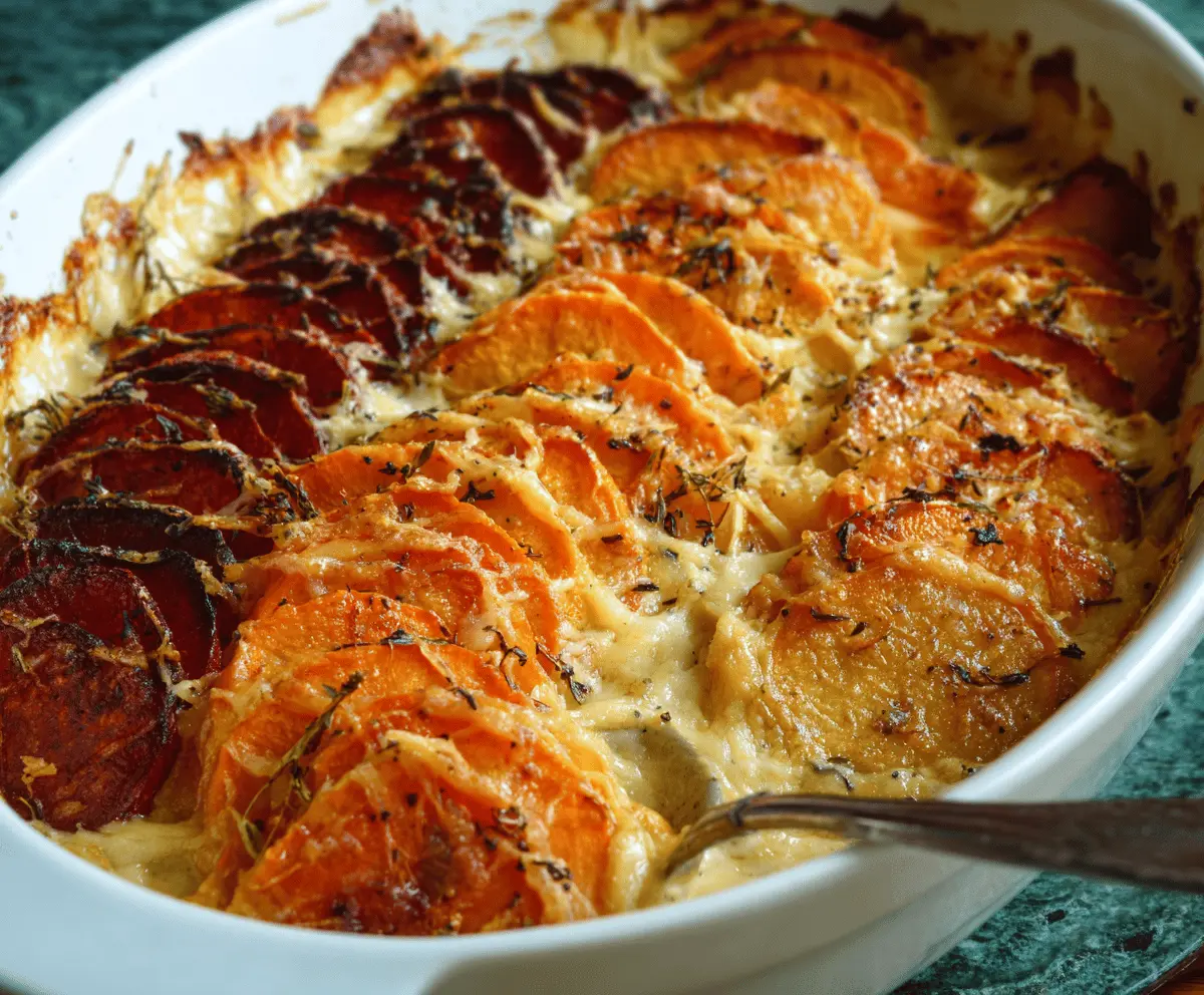 Easy Cheesy Root Veggie Gratin