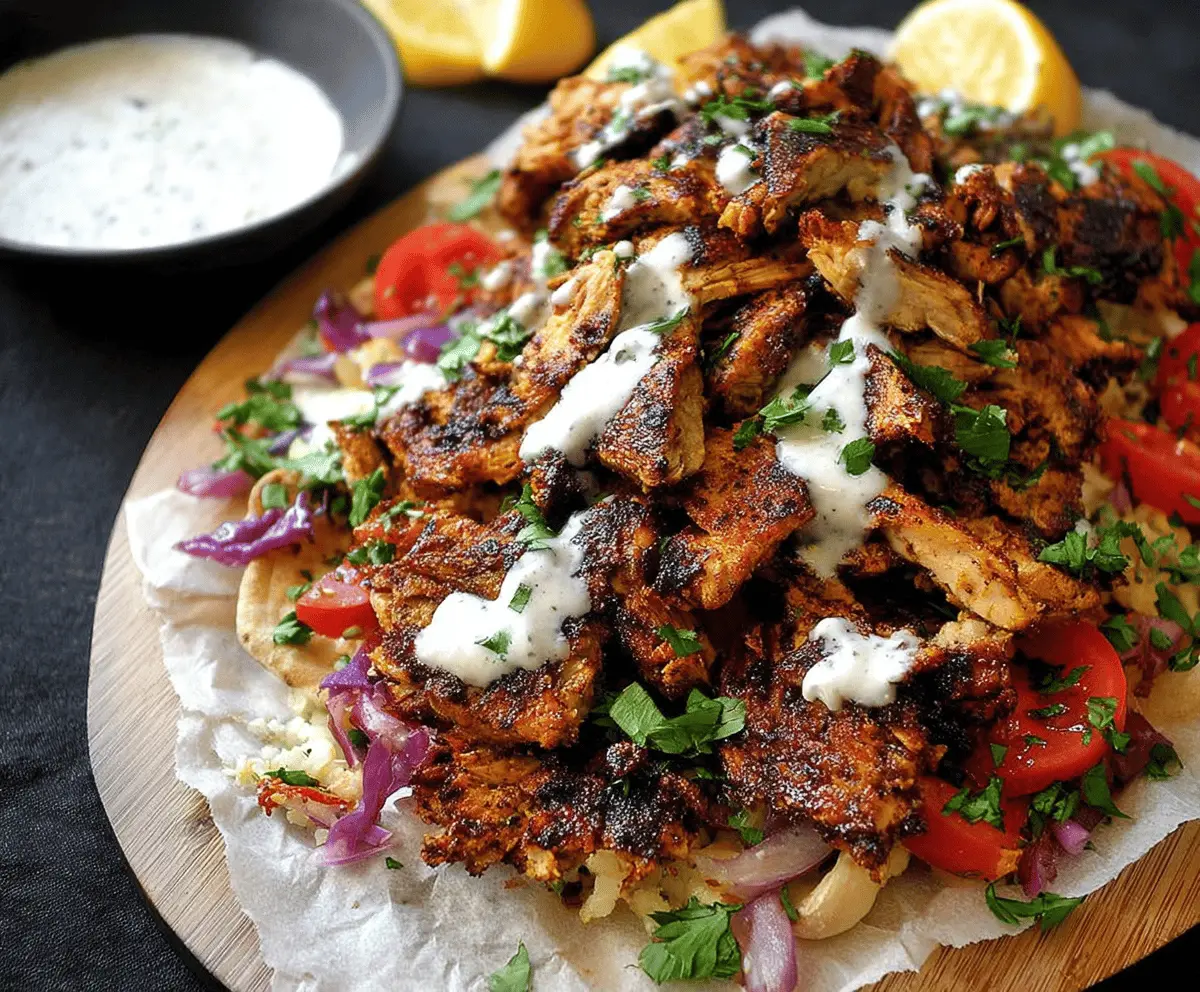 Delicious Chicken Shawarma with Garlic Sauce served on a platter with fresh vegetables