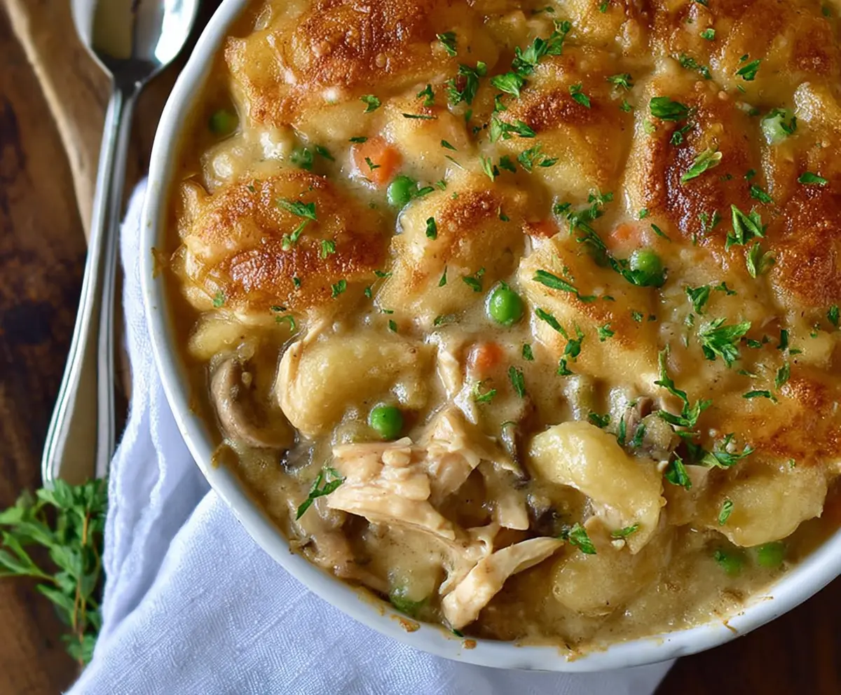 Easy Creamy Chicken Gnocchi Pot Pie