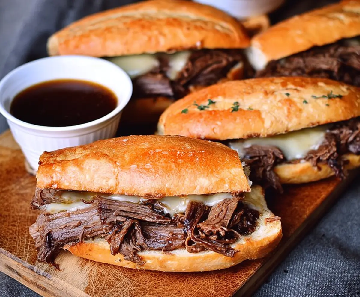 Easy Crock Pot French Dip Sandwiches