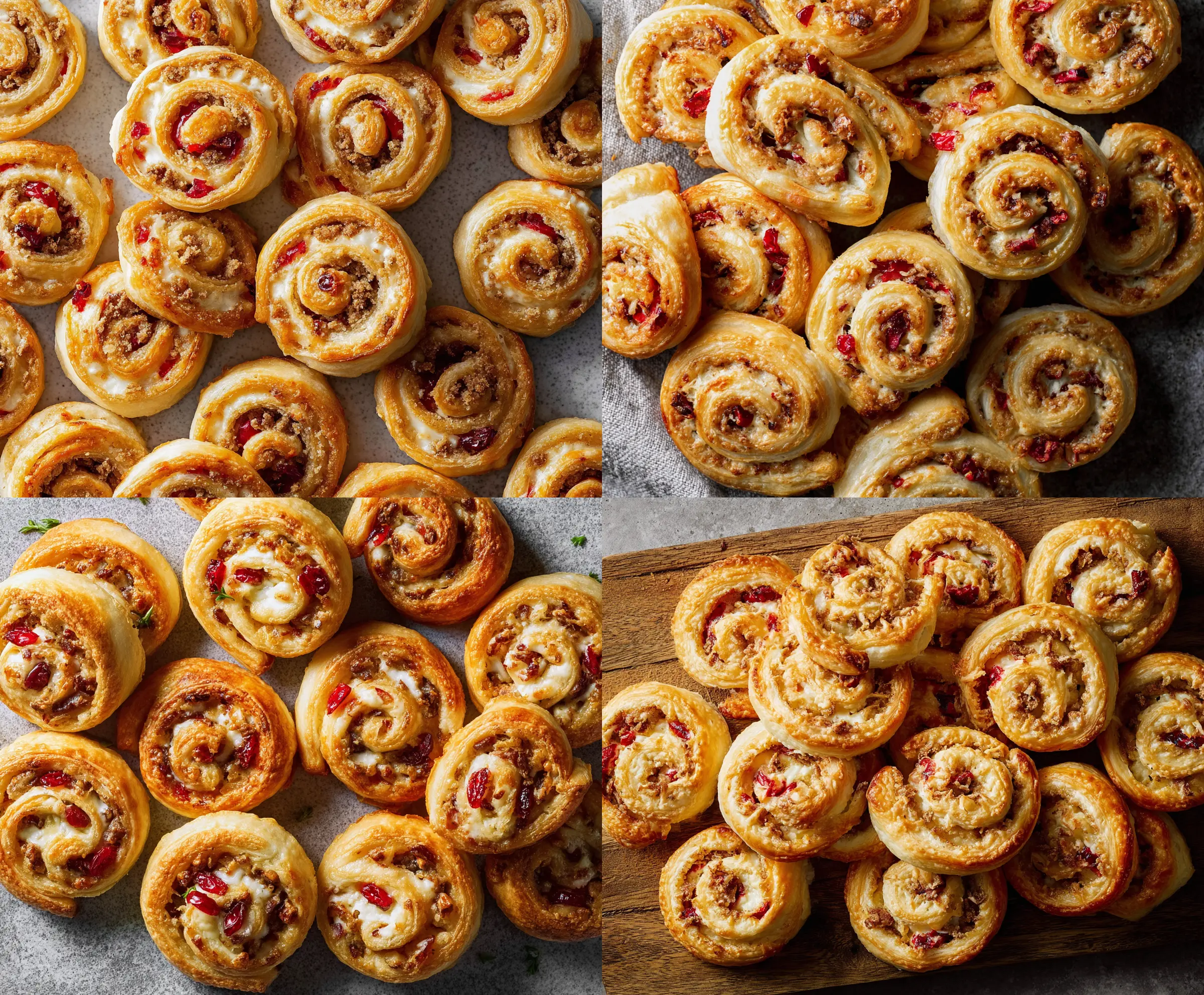 Delicious flaky cranberry cream cheese pinwheels with a golden crust and vibrant cranberry filling.