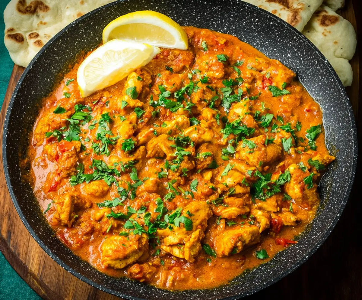 Delicious Gordon Ramsay Chicken Tikka Masala served on a plate with vibrant spices and garnishes.