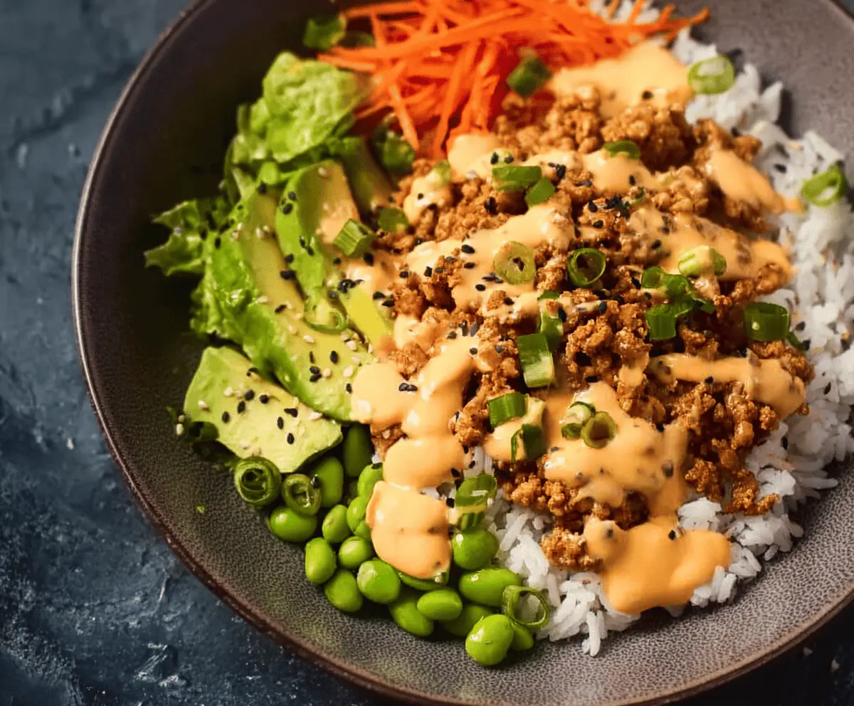 Easy Ground Turkey Rice Bowls with Bang Bang Sauce
