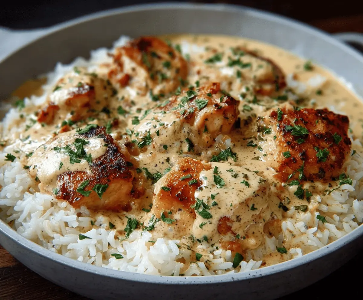 Easy Creamy Smothered Chicken & Rice