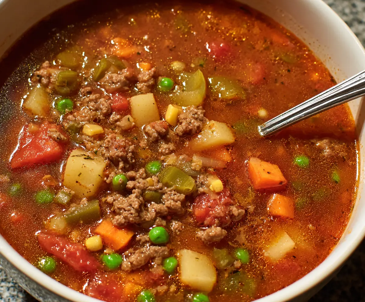 Classic Old Fashioned Hamburger Soup Recipe