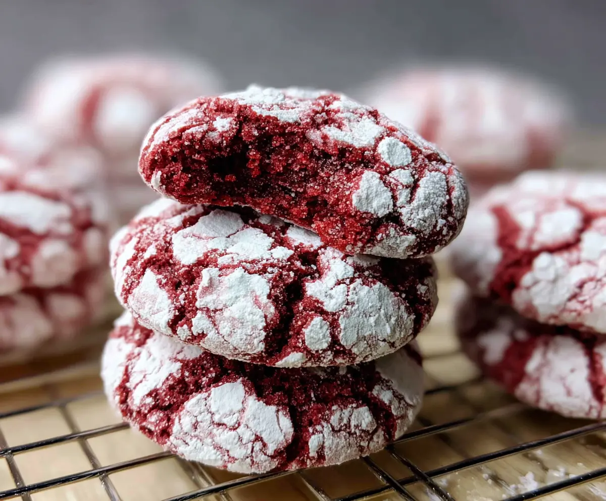 Soft Red Velvet Crinkle Cookies