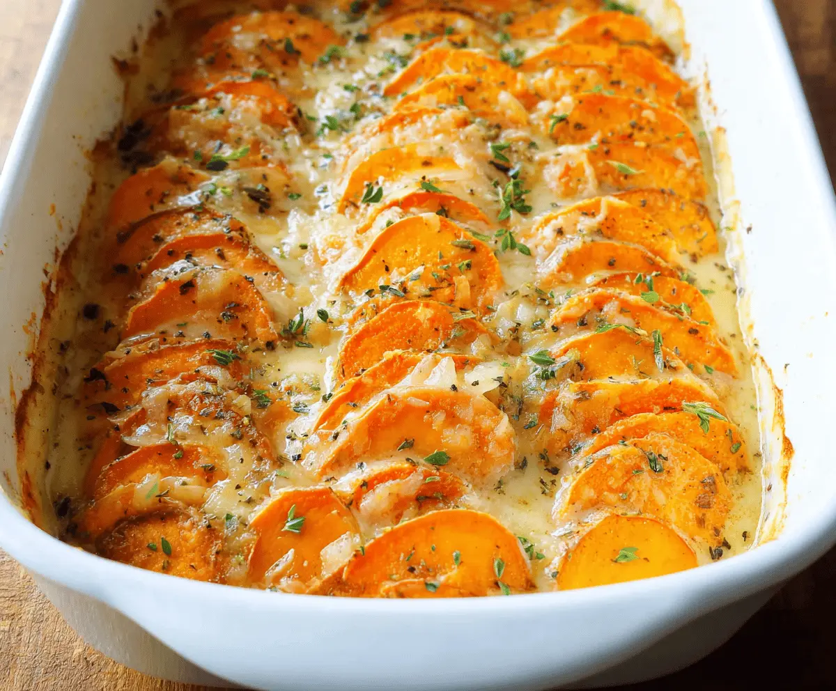 Easy Creamy Scalloped Sweet Potatoes