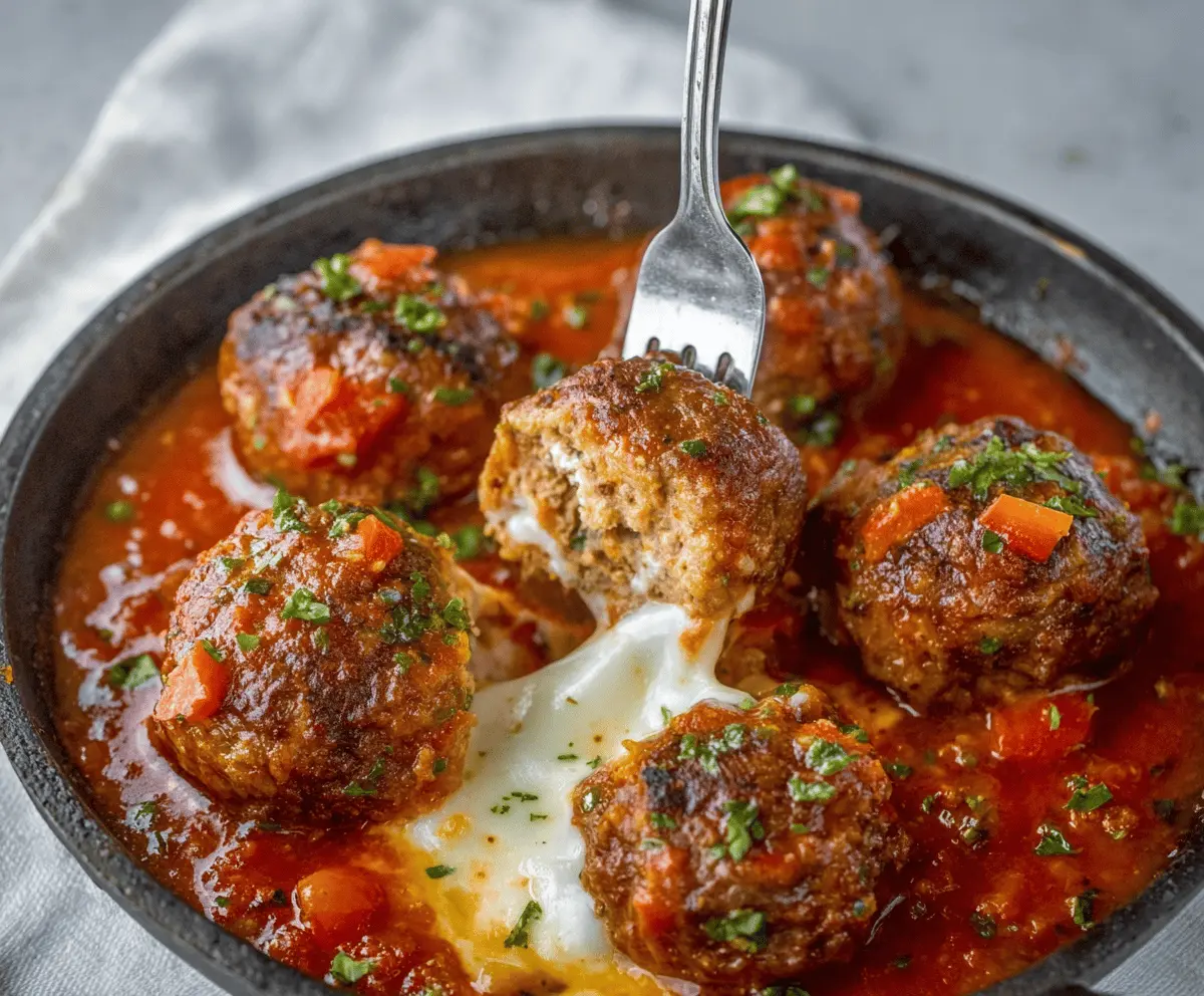 Cheesy Stuffed Meatballs Recipe