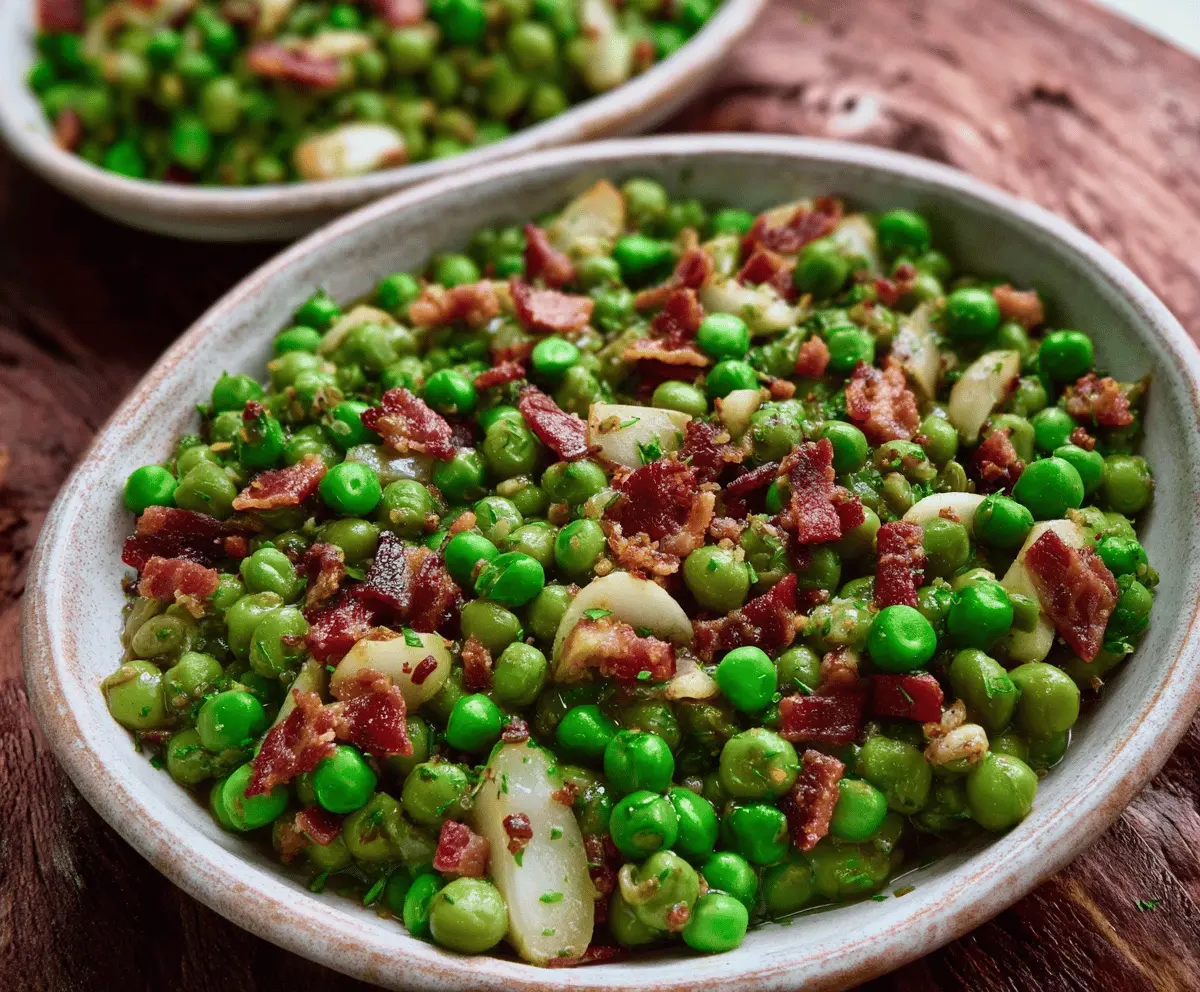 Thanksgiving Peas with Pear & Pancetta