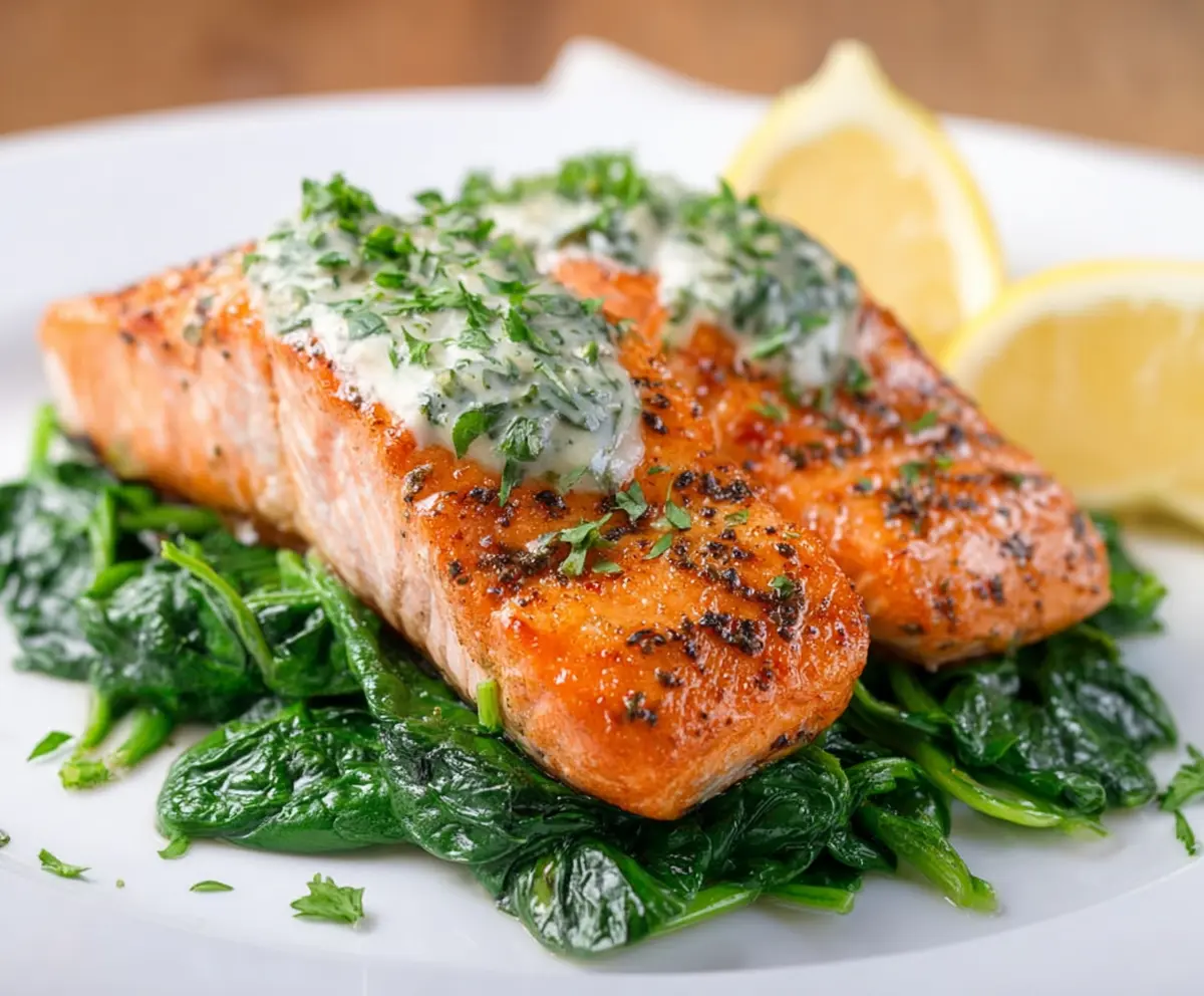 Easy Baked Salmon with Spinach