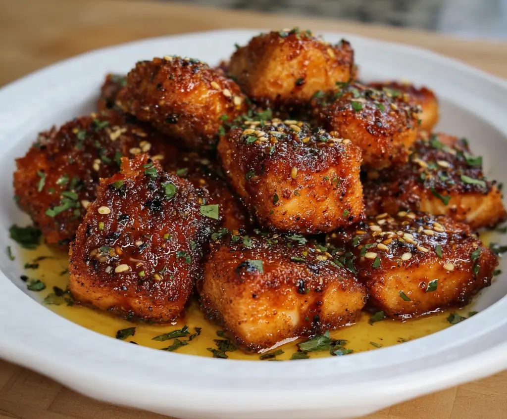 Crispy Honey Garlic Salmon Bites