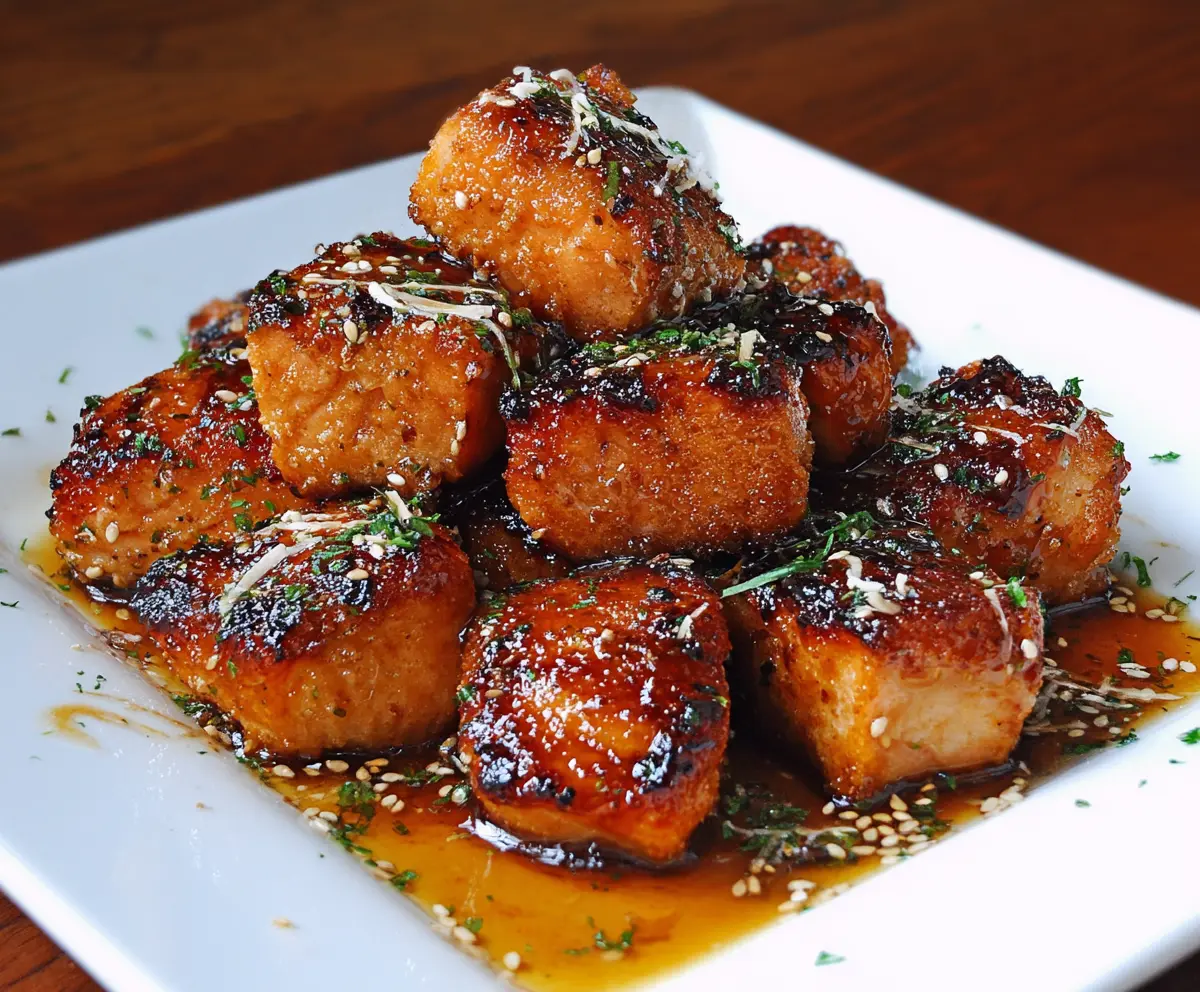 Crispy Honey Garlic Salmon Bites