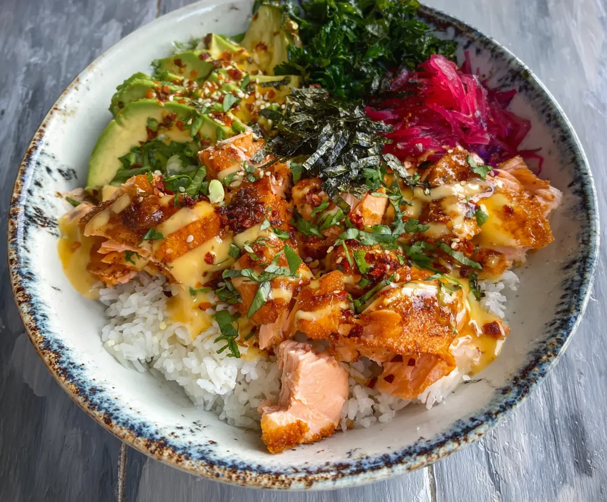 Crispy Salmon Rice Bowl Recipe