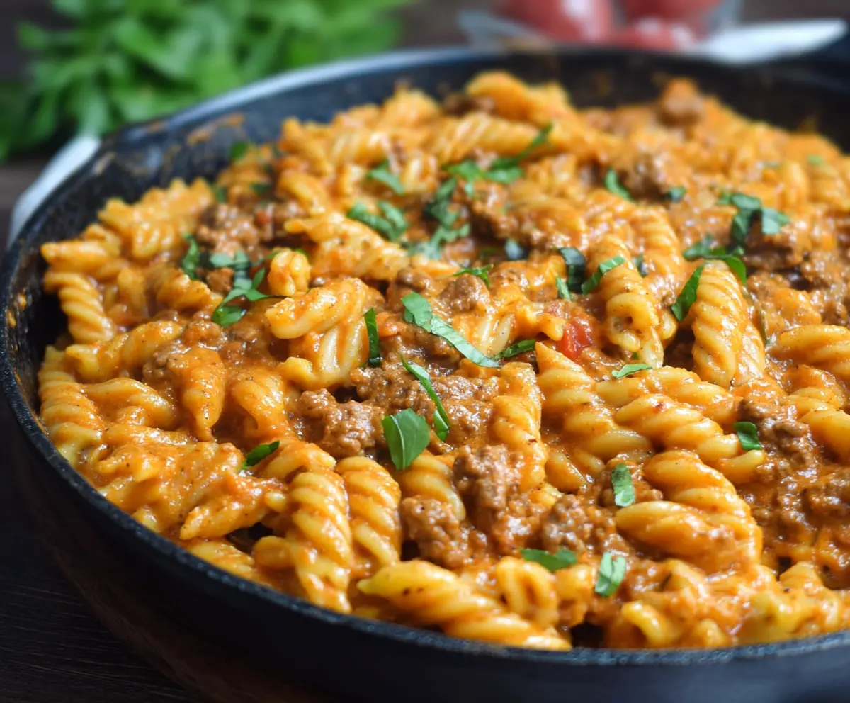 Easy High Protein Creamy Beef Pasta