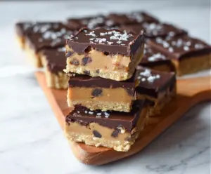 Vegan gluten-free no bake cookie dough bars on a white plate, showcasing their creamy texture and chocolate drizzle.