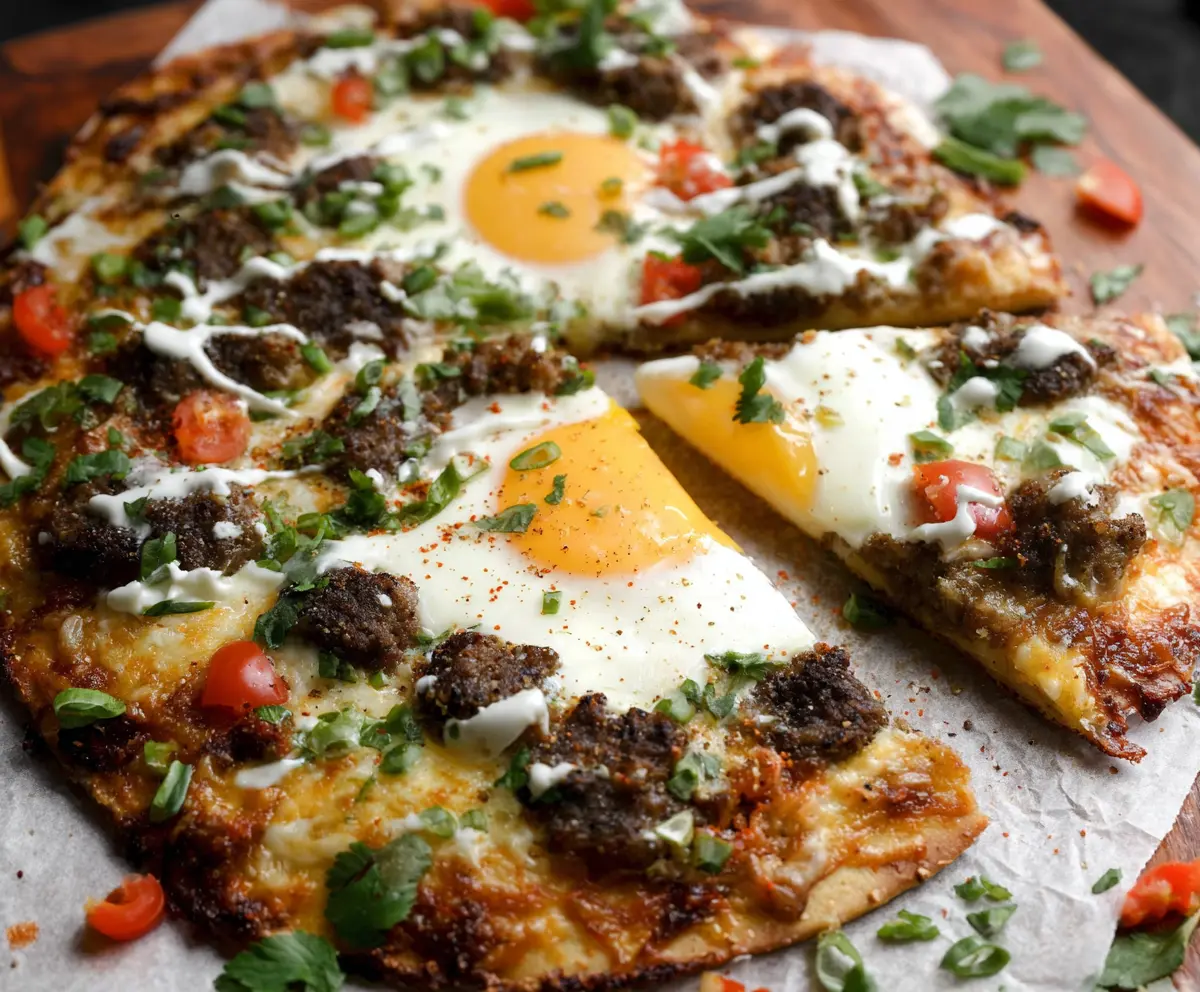 Easy High Protein Sausage Egg Breakfast Pizza
