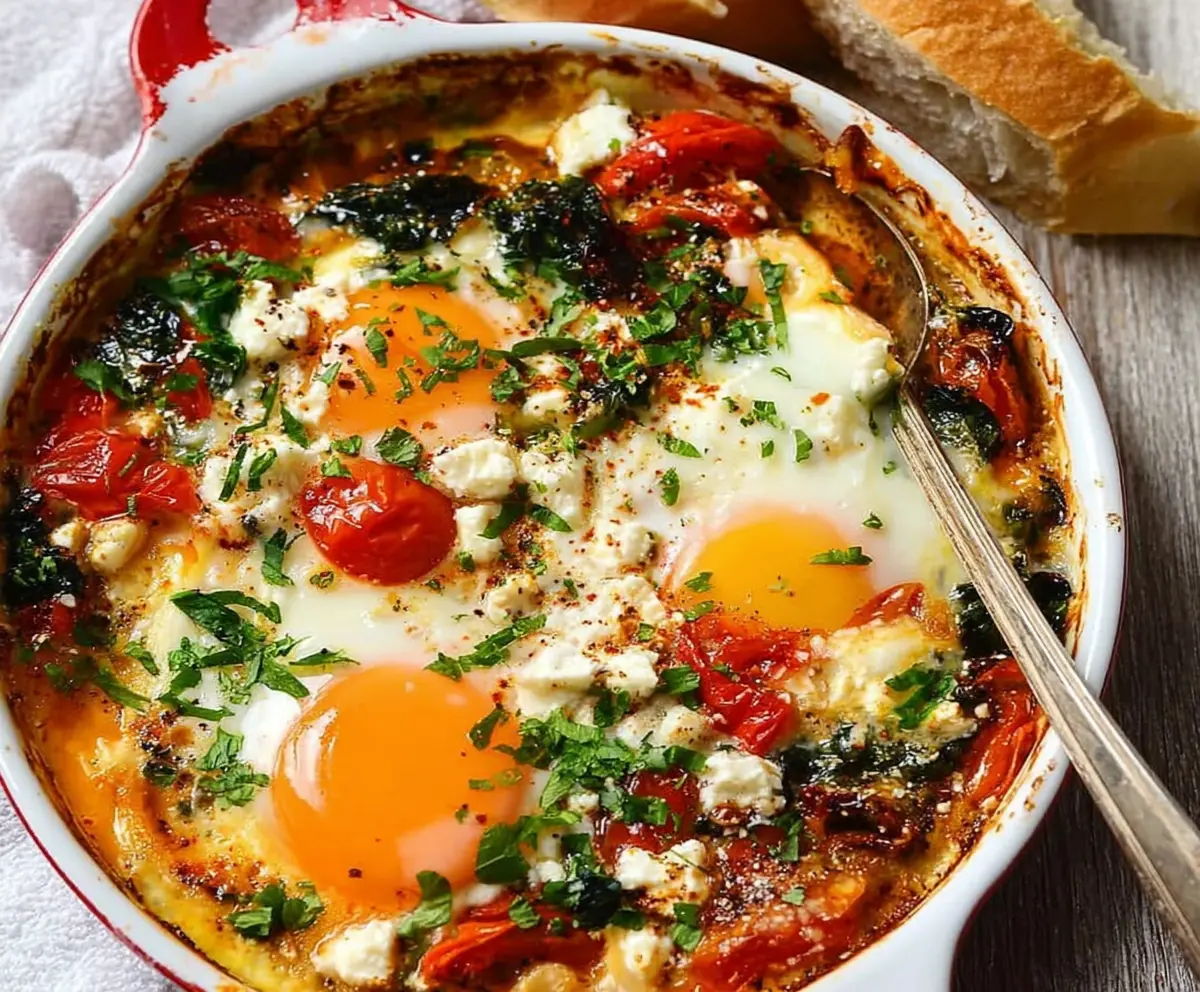 Easy Mediterranean Baked Feta Eggs