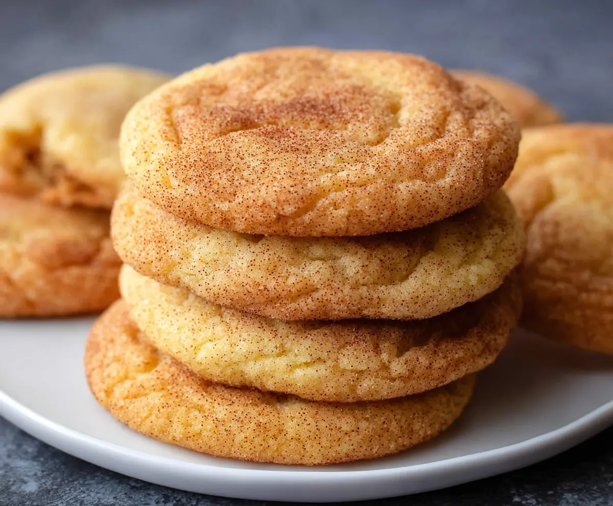 Delicious homemade snickerdoodle cookies with cinnamon sugar coating on a rustic baking tray.